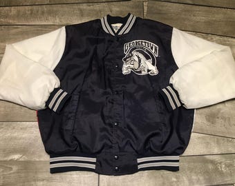 Vintage Chalk Line Georgetown Hoyas College Satin Bomber Jacket Coat Size Large Made in USA