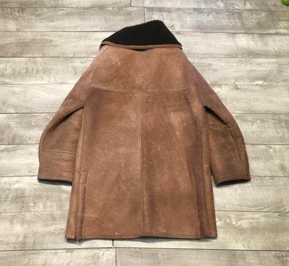Mens Antartex Vintage Sheepskin Coat Long Brown M… - image 6