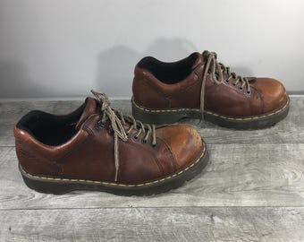 Vintage Dr. Martens 8312 Chunky Grizzly Schnürschuhe aus erdnussbraunem Leder, Herrenschuhe, Größe 13