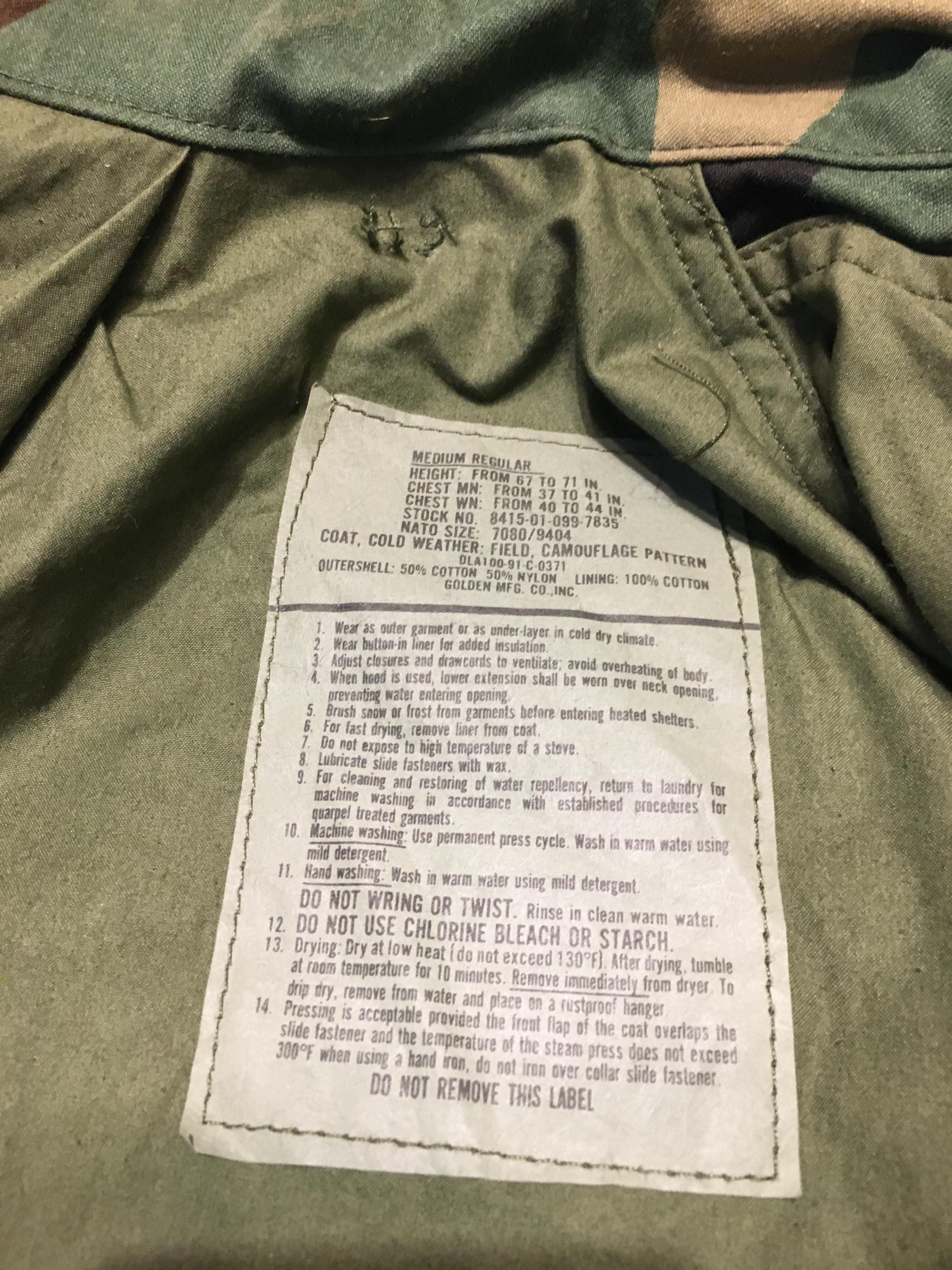 ビンテージ Golden MFG M65 米軍用防寒フィールドコートジャケット 