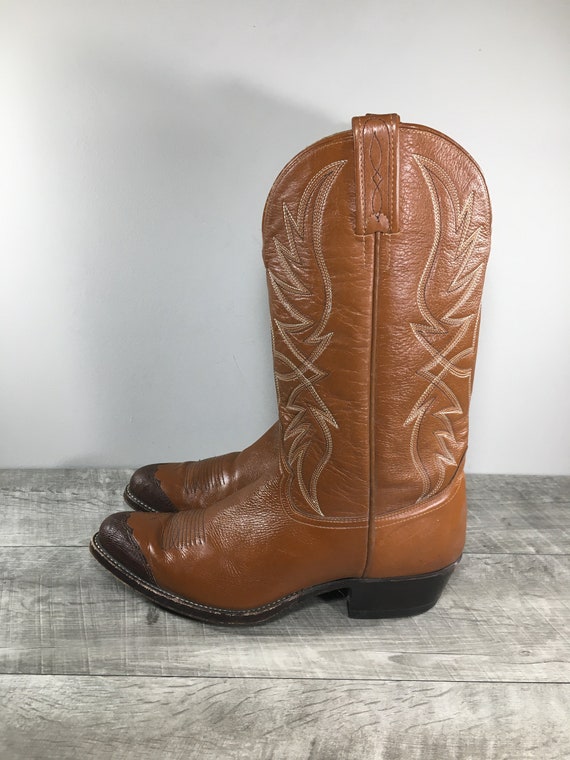 Vintage Dan Post Cowboy Western Brown Soft Leathe… - image 5
