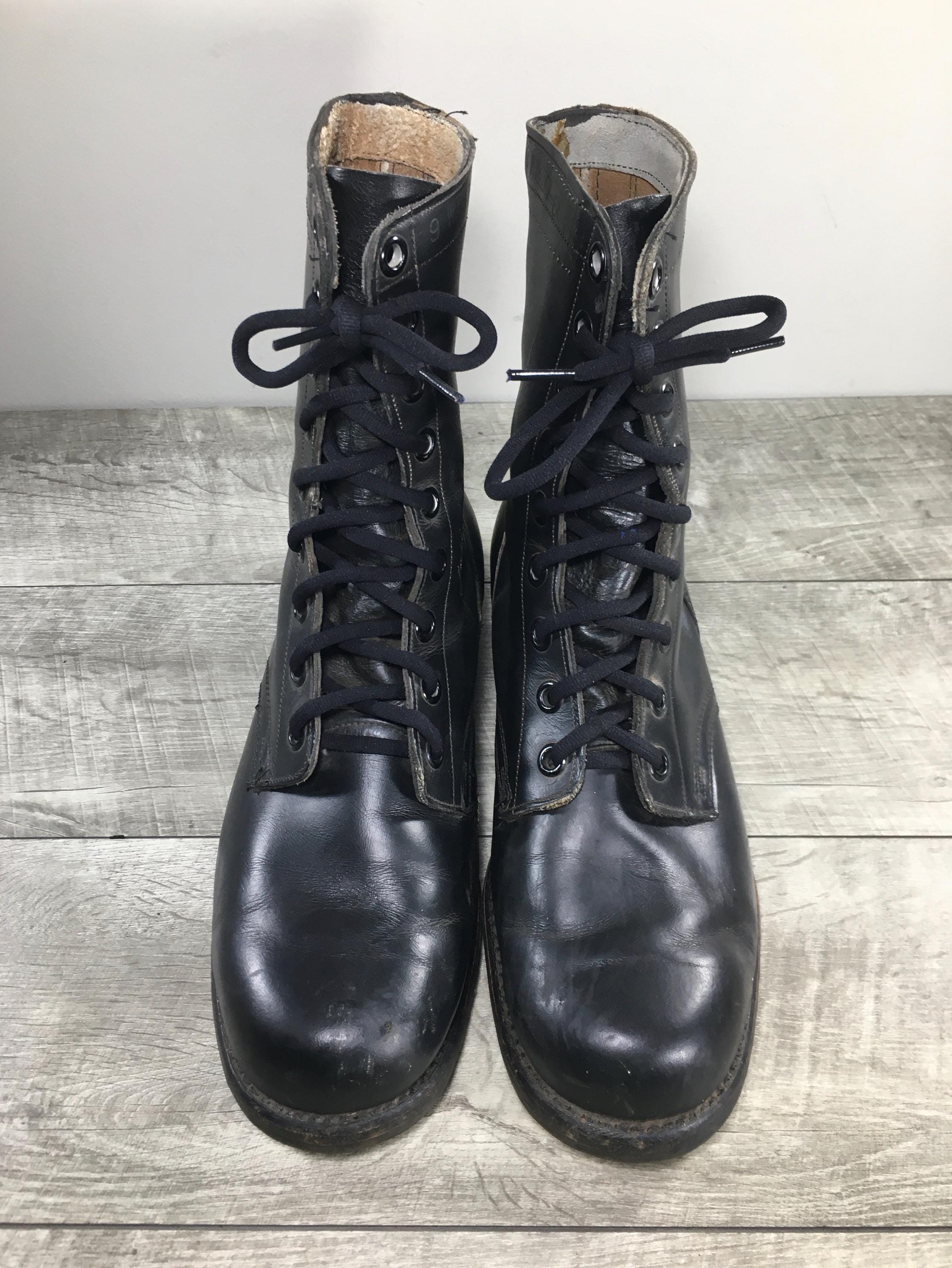 Vietnam War Era 7-66 Military Mens Boots Black Leather Combat