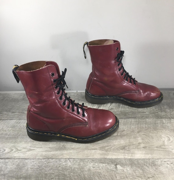 Vintage Doc Dr. Martens 1490 10-eye Cherry Red Smooth Leather