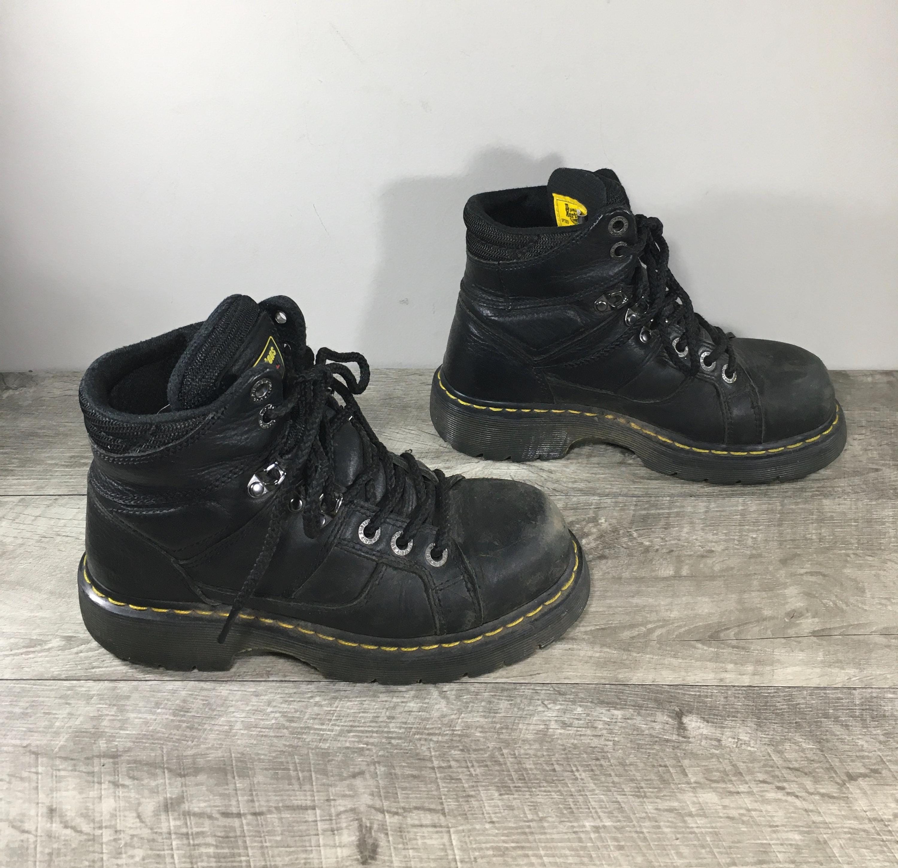 Vintage Dr Martens Industrial Safety Toe Made In England Black Leather UK 3 US 5 Dr Martens Made in England, 7 Hole Industrial Steel Toe  main image 4