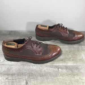 Vintage Mario’s Brown Leather Saddle Oxfords Spectator Wingtips Men’s Lace Up Shoes Size 11 Made in USA
