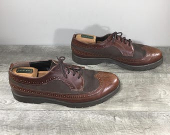 Vintage Mario’s Brown Leather Saddle Oxfords Spectator Wingtips Men’s Lace Up Shoes Size 11 Made in USA