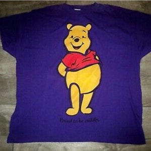 Vintage 1990s Winnie The Pooh HUGE Purple Print T Shirt Tee Adult Size XL Xlarge image 1