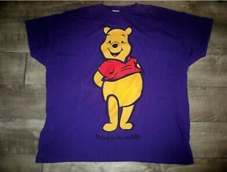 Vintage 1990s Winnie The Pooh HUGE Purple Print T Shirt Tee Adult Size XL Xlarge image 1