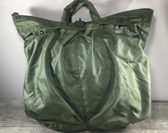 Vintage U.S. Military Flyer's Helmet Bag Tote Unicor Olive Green Pilot Aviators Made in USA