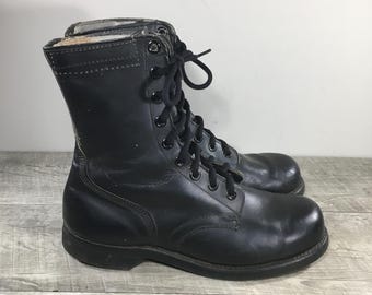 Vietnam War Era 7-66 Military Mens Boots Black Leather  display picture 2
