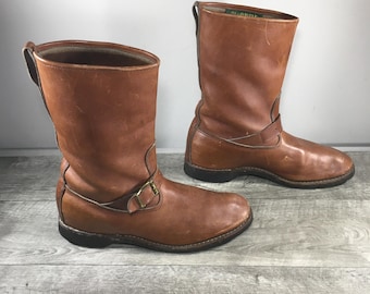 Vintage Gokey's Gokey Leder Snake Proof Harness Engineer Schnalle Herren Stiefel Größe 9,5 Made in den USA