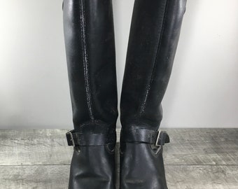Vantage Mustang BLACK Motorcycle Riding OIL PROOF SOLE steel toe  men  Sz 7 Leather Steel Toe Biker Motorcycle Engineer Tall Riding Work  main image 4