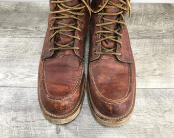 Vintage Red Wing Irish Setter 877 8-inch Moc Toe Brown Leather