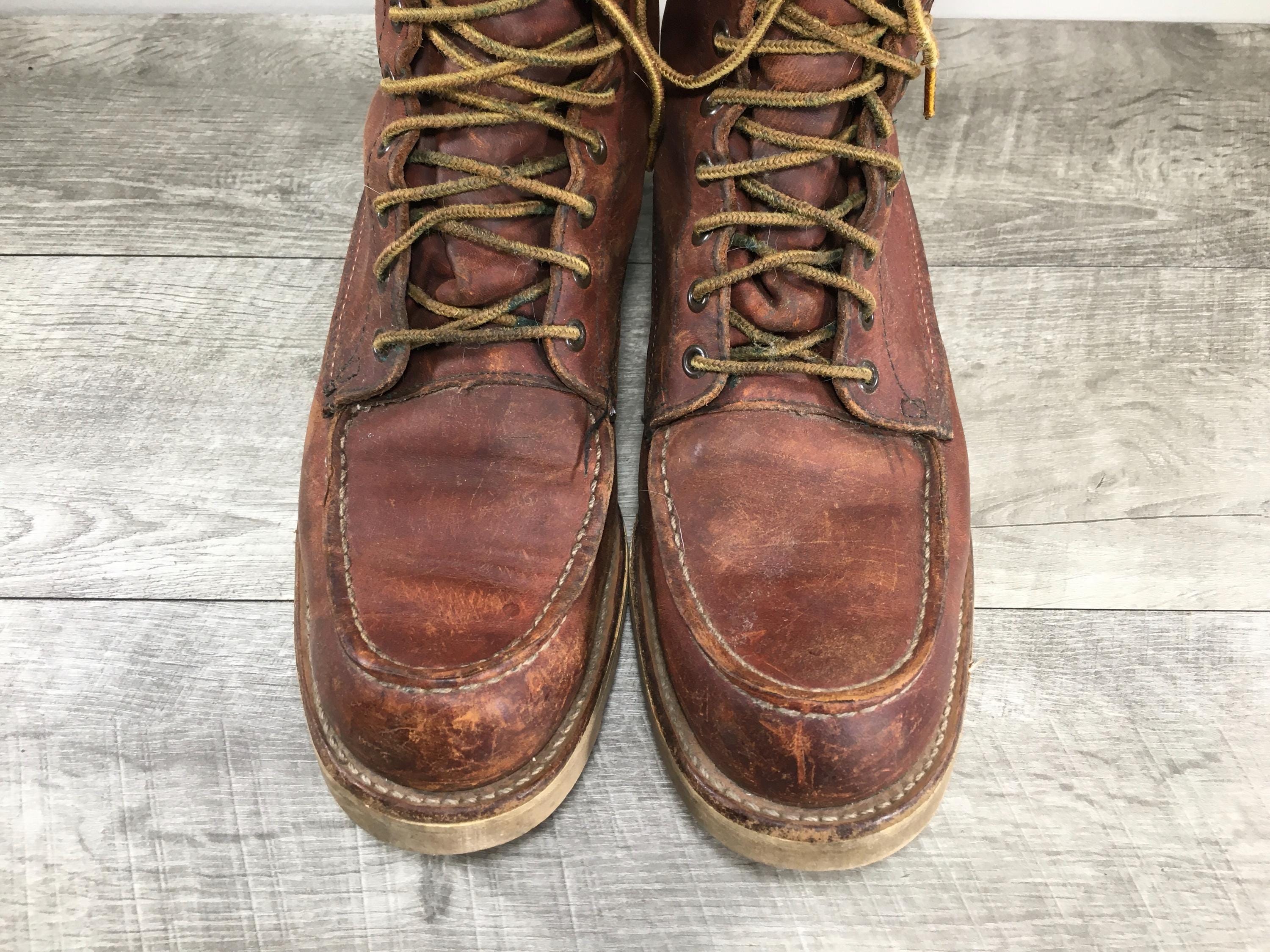 Vintage Red Wing Irish Setter 877 8-inch Moc Toe Brown Leather