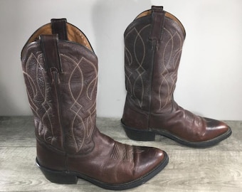 Vintage Tony Lama Brown Leather Western Boots Mens Size 9D - Etsy