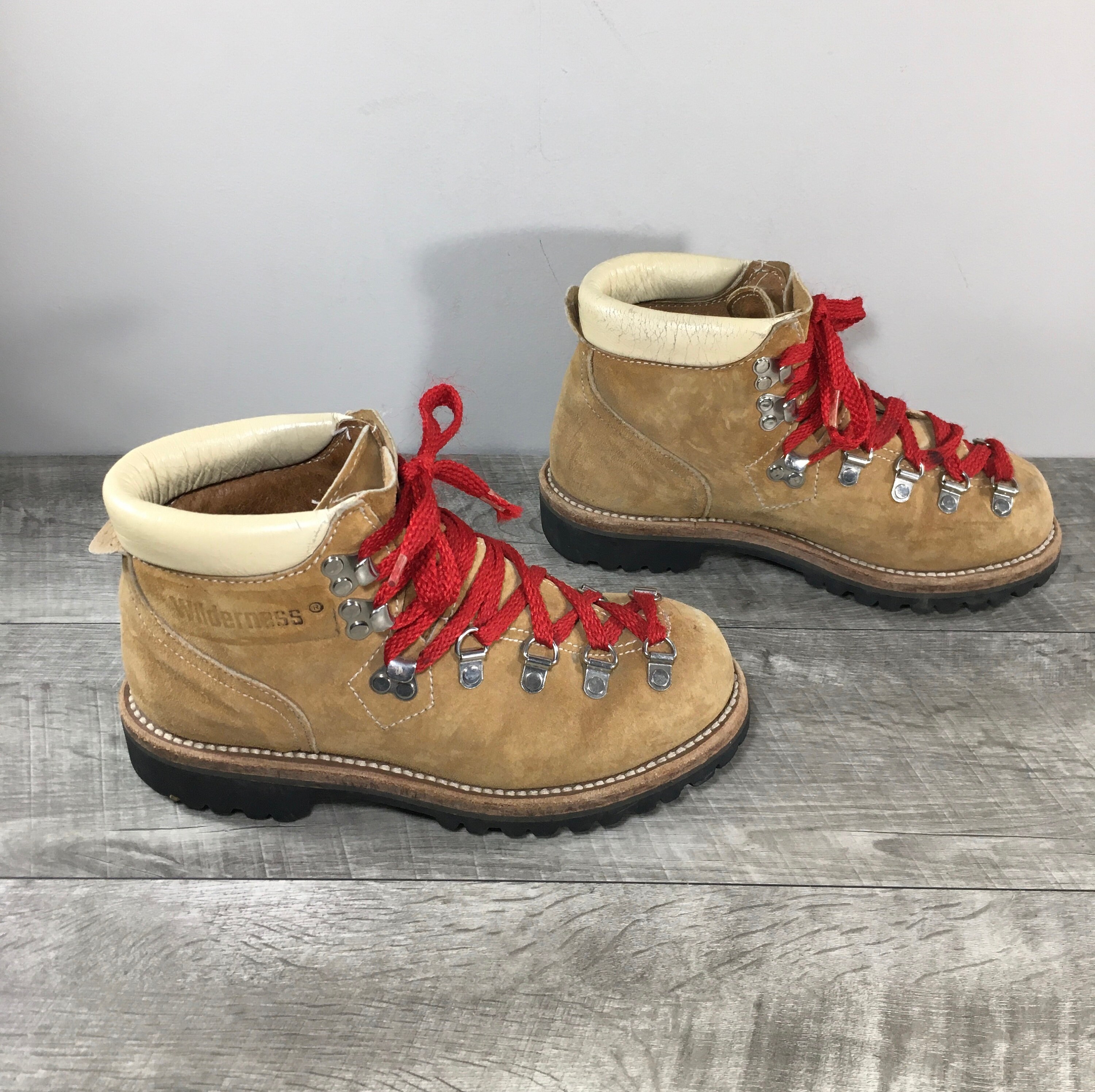 Bottes De Randonnée Wolverine Femme Taille 6.5 M - Cuir, Semelles Vibram, Italie, Occasion Très Bon état