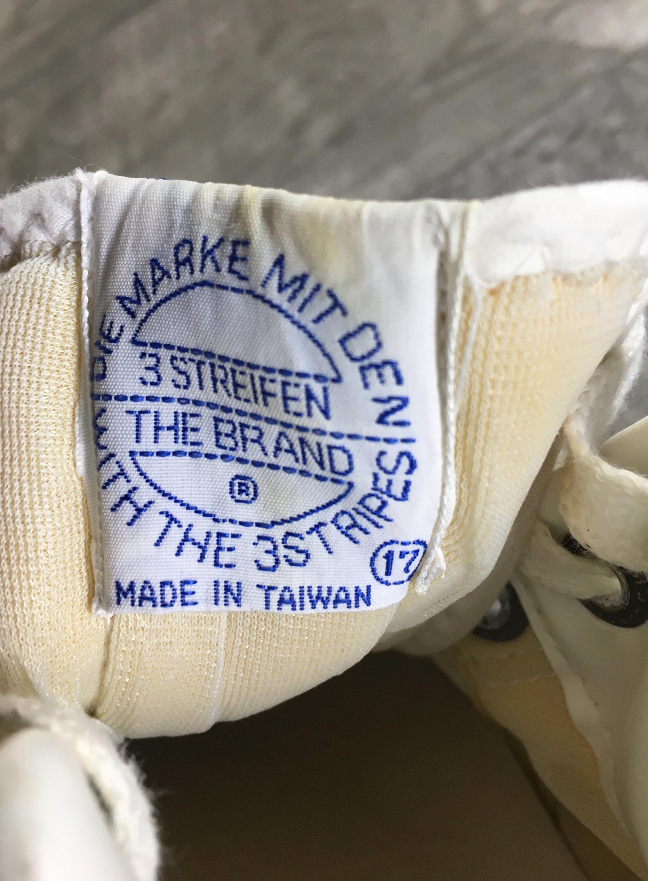 Vintage Adidas White / Blue Canvas High Top Made in Taiwan 