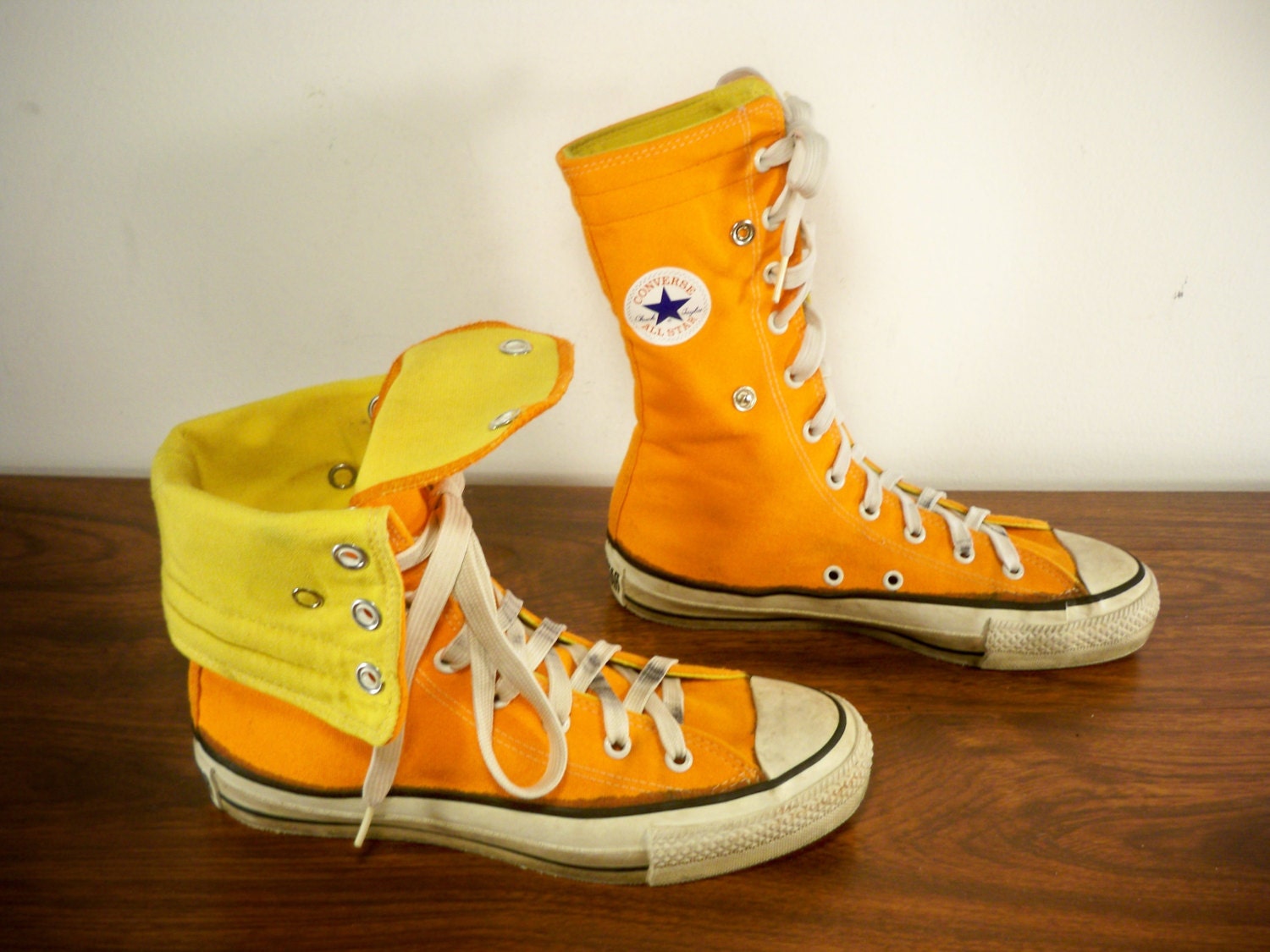 orange converse high tops mens
