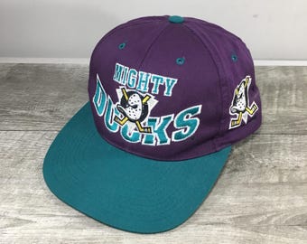 Vintage 1990s Anaheim Mighty Ducks NHL Adjustable Snapback Cap Hat Made in Bangladesh By G Cap