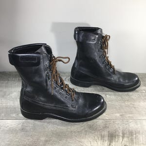 Vintage 90&#39;s Combat Work Soft Toe Punk Goth Grunge Black Leather Motorcycle Biker Men’s Boots Size 10 Wide Made in USA