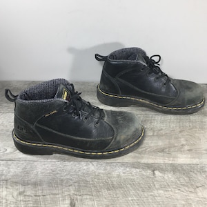 Vintage Dr. Martens Industrial Womens Doc Chunky Black Leather Steel Toe Boots Size UK 6 US 8