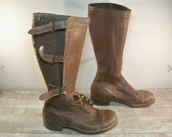 Original WW2 WWII 1940s USA Army Military International Shoe Company Calvary Riding Leather Boots Size 7.5