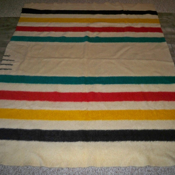 Super Soft Vintage Hudson’s Bay Point Blanket 100% Wool 3.5 Point Blanket Made in England Size 80 inches tall by 60 inches wide