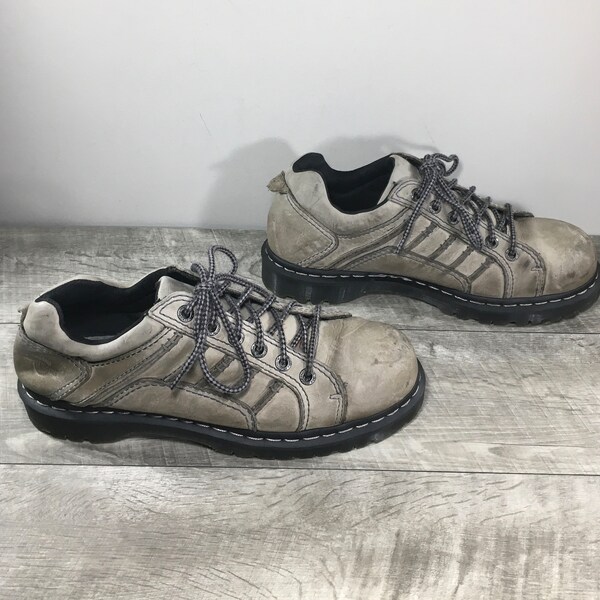 Dr. Martens Doc Keith Smooth Gray Leather Distressed Mens Shoes Oxfords Size UK 10 US 11