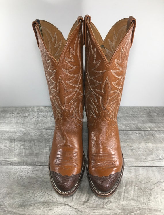 Vintage Dan Post Cowboy Western Brown Soft Leathe… - image 3