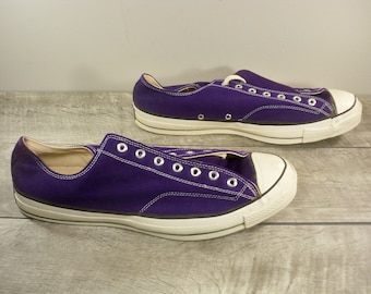 New Old Stock Vintage CONVERSE Chucks All Star Purple Canvas Low Top Men's Shoes Sneakers Kicks Made in USA Size 17