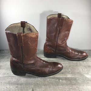 ヴィンテージ レッドウィング ローパー ブラウンレザー ソフトトゥ プルオン モーターサイクル カウボーイ ウエスタン メンズブーツ サイズ USA製