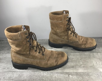 Vintage Wolverine Boar Hide Suede Leather Men’s Combat Soft Toe Work Boots Size 10.5 Medium Made in USA