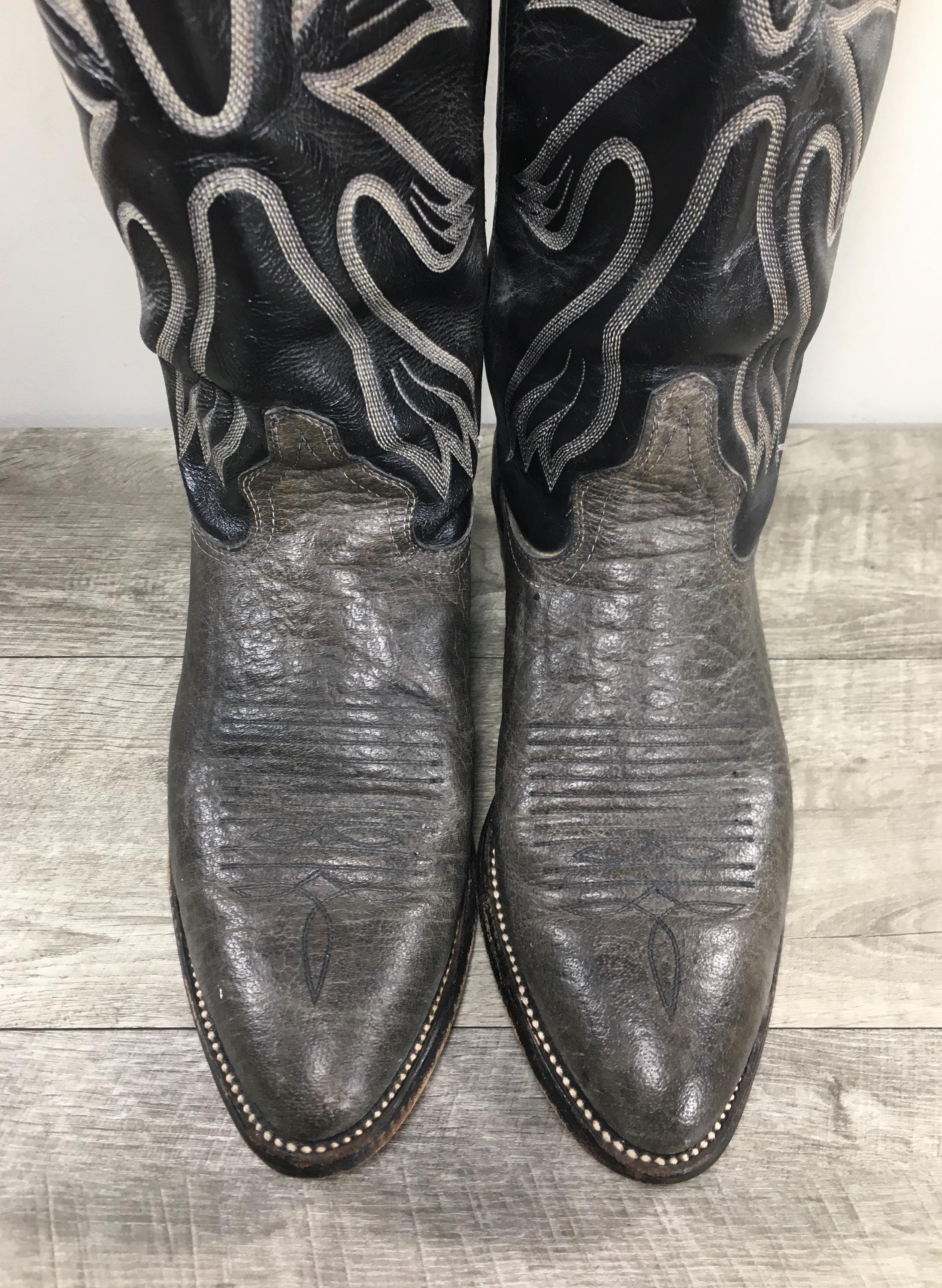 Vintage Imperial Leather 2-tone Gray and Black Mens Cowboy  display picture 3