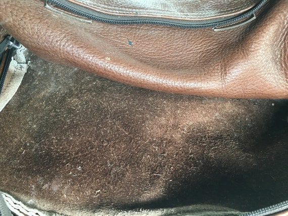 Vintage Brown Bullhide Leather Duffel Duffle Gym … - image 8