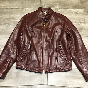 Vintage Women’s Cafe Racer Motorcycle Biker Brown Leather Coat Jacket Riding Size 18