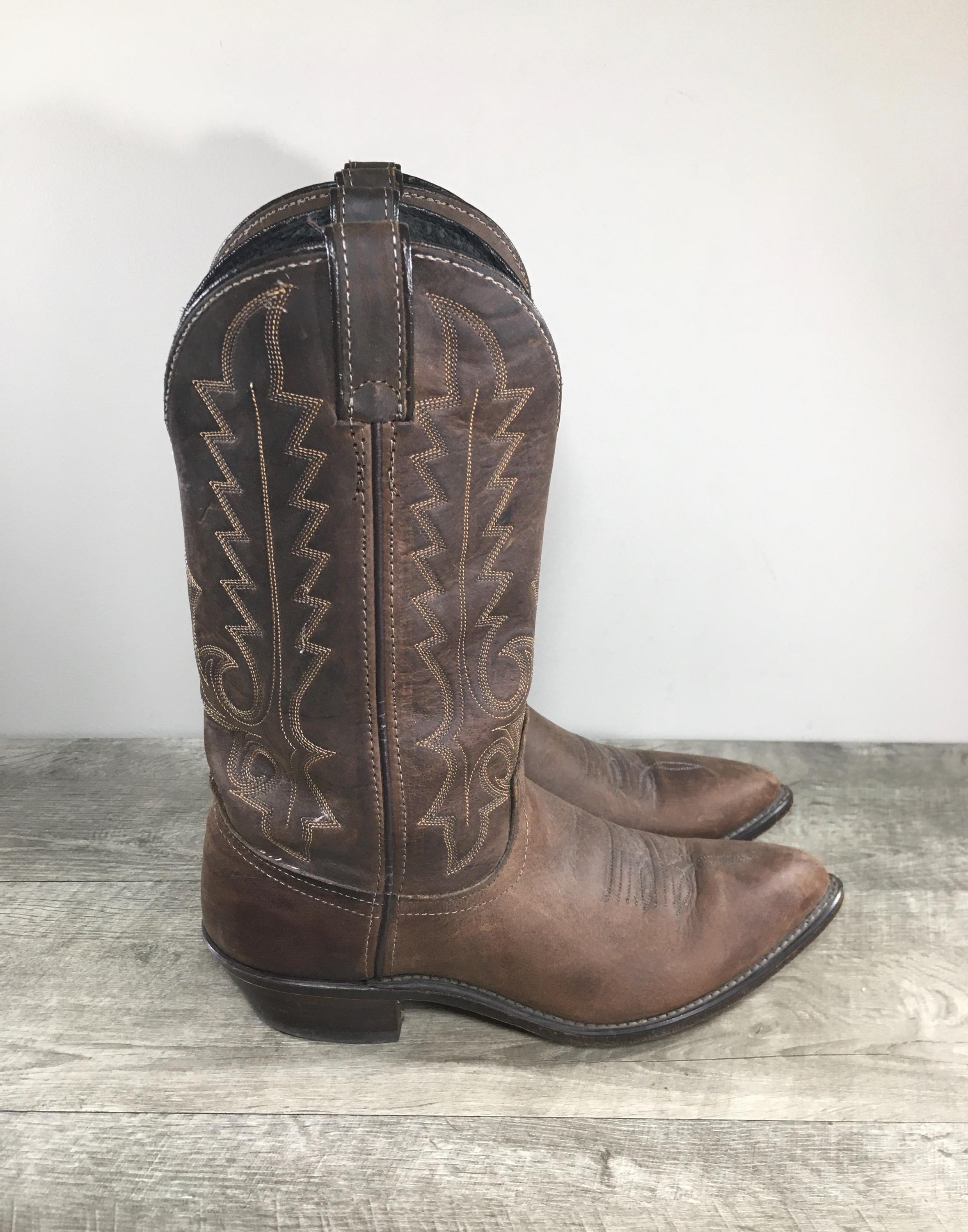 Vintage Code West Western Cowboy Distressed Leather Mens Pullon Boots ...