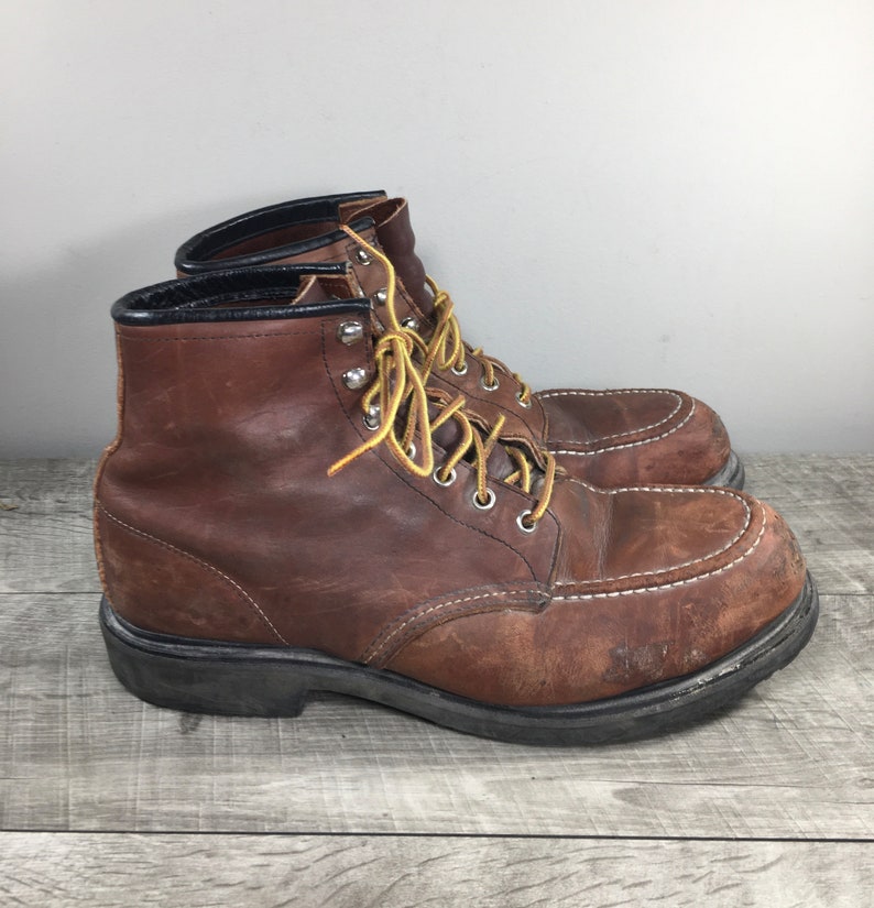 Vintage Red Wing 8249 Mens Brown Leather Roughneck Work Steel Moc Toe ...