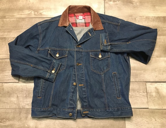 Denim Jacket Leather Collar - Etsy 