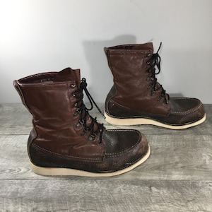 Men’s Cabela’s Work Hunting Soft Moc Toe Boots Brown Leather Gore-Tex Size 8 Medium Made in USA