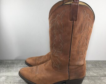 Vintage Dan Post Marlboro Brown Leather Cowboy Men display picture 3