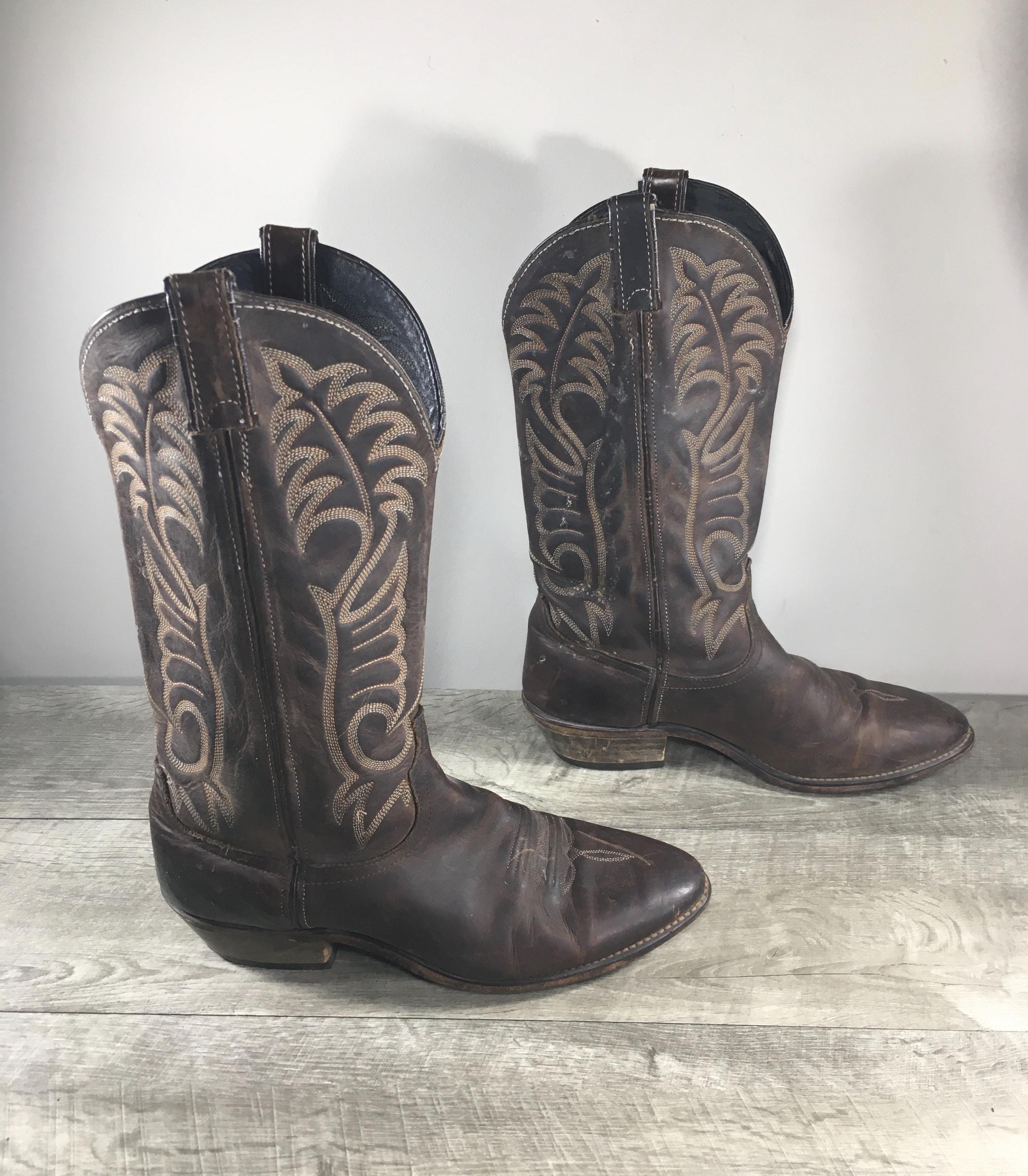 Vintage Code West Brown Distressed Leather Cowboy Western 