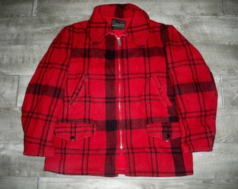 X-large / 1950s/60s Bemidji Woolen Mills Red Mackinaw Wool Blend