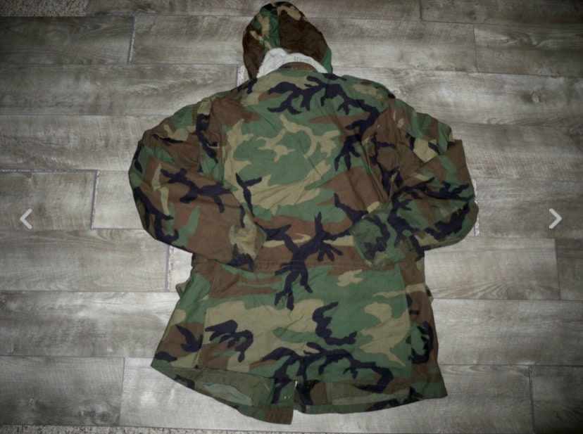 1980's Vintage US Army Camo Parka Cold Weather Jacket Military