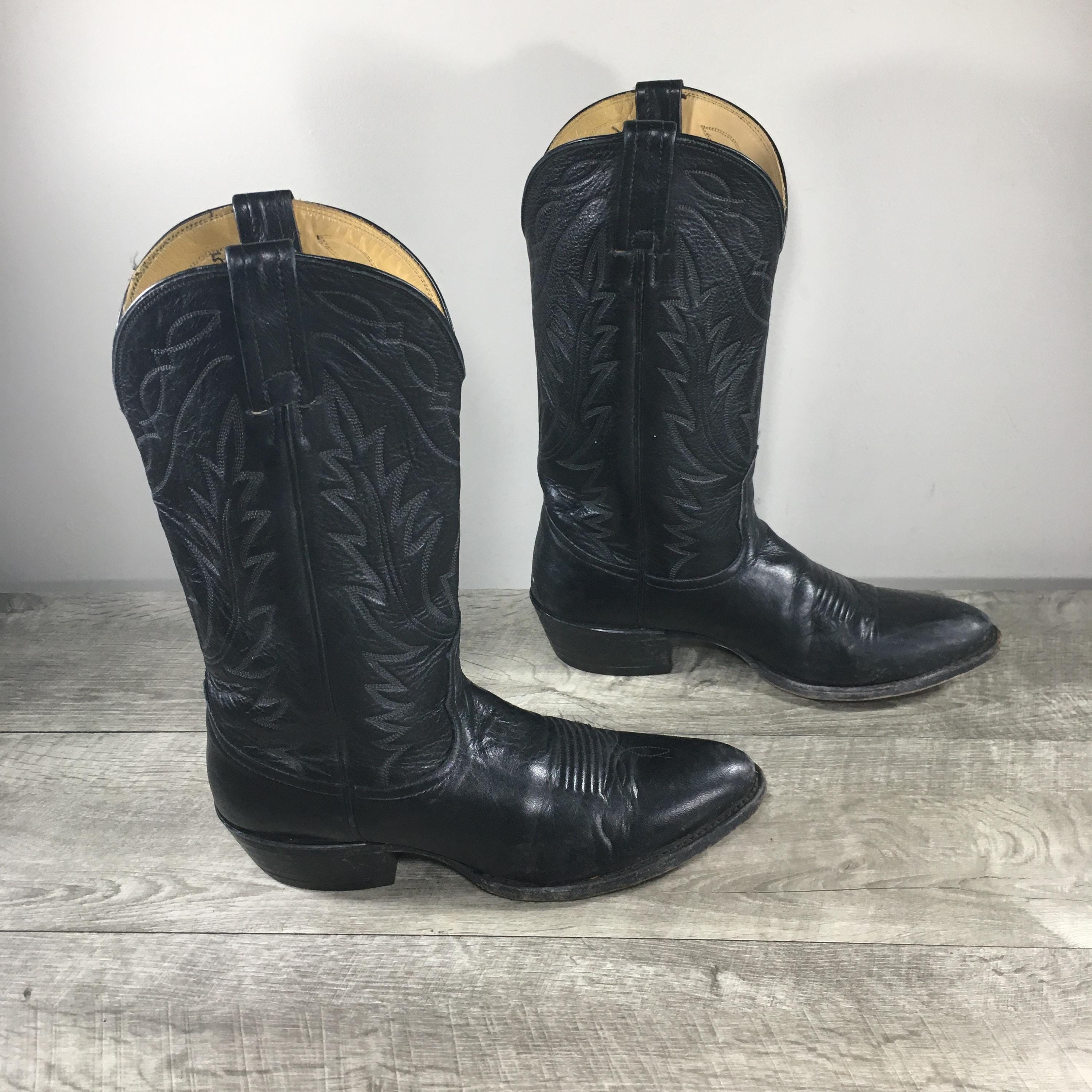 Vintage Nocona Biker Western Cowboy Deer Tan Black Leather Riding
