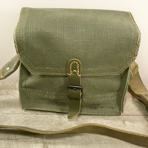 Vintage Army Canvas Pannier Satchel Musette Messenger Safari Camera Field Bag Pack