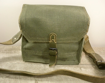 Vintage leger canvas fietstas boekentas Musette Messenger Safari Camera Field Bag Pack