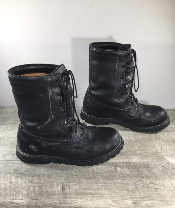 Vintage 90\'s Men\'s Combat Work Soft Toe Black Leather Motorcycle Biker Boots 9.5 Vintage 90 main image 3