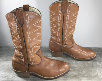 70's / 80's Vintage Broken-in Distressed Brown Leather Round Toe