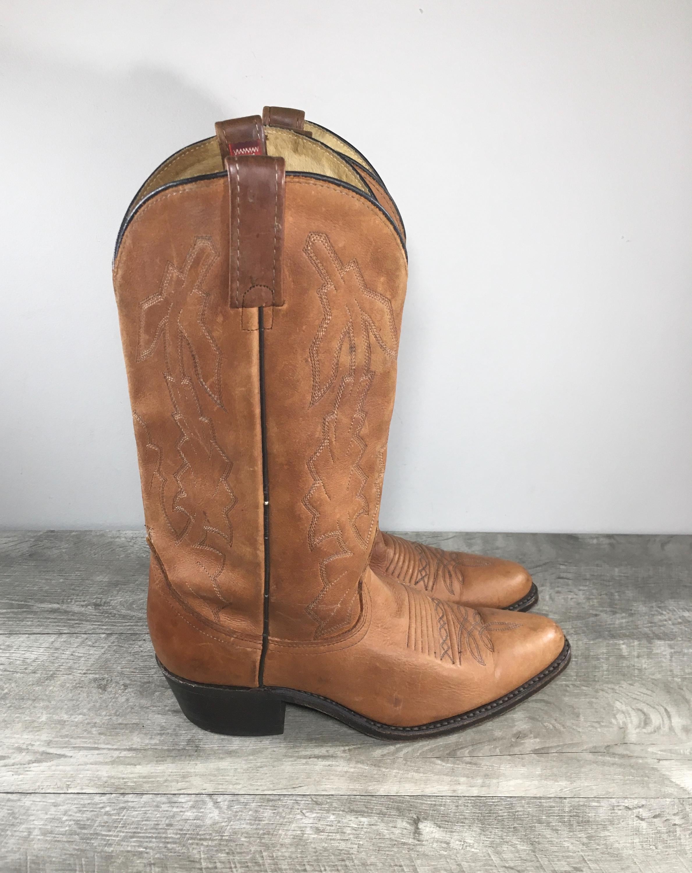 Vintage Dan Post Marlboro Gear Brown Leather Cowboy Men display picture 2
