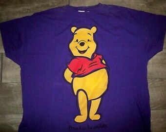 Vintage 1990s Winnie The Pooh HUGE Purple Print T Shirt Tee Adult Size XL Xlarge